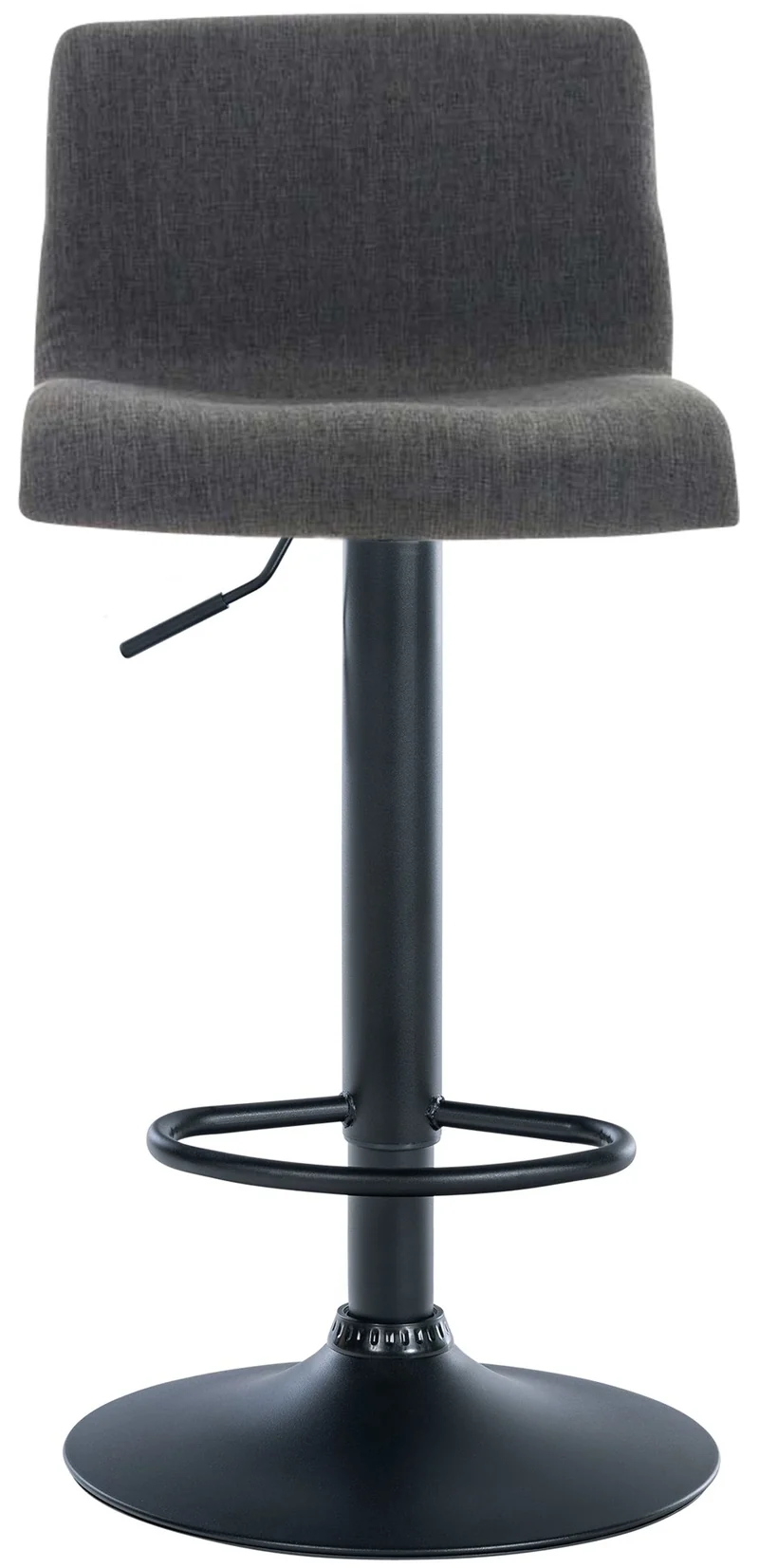 Tabouret de bar avec repose-pieds pivotant dossier incurvé en tissu gris foncé et métal noir 10_0004961