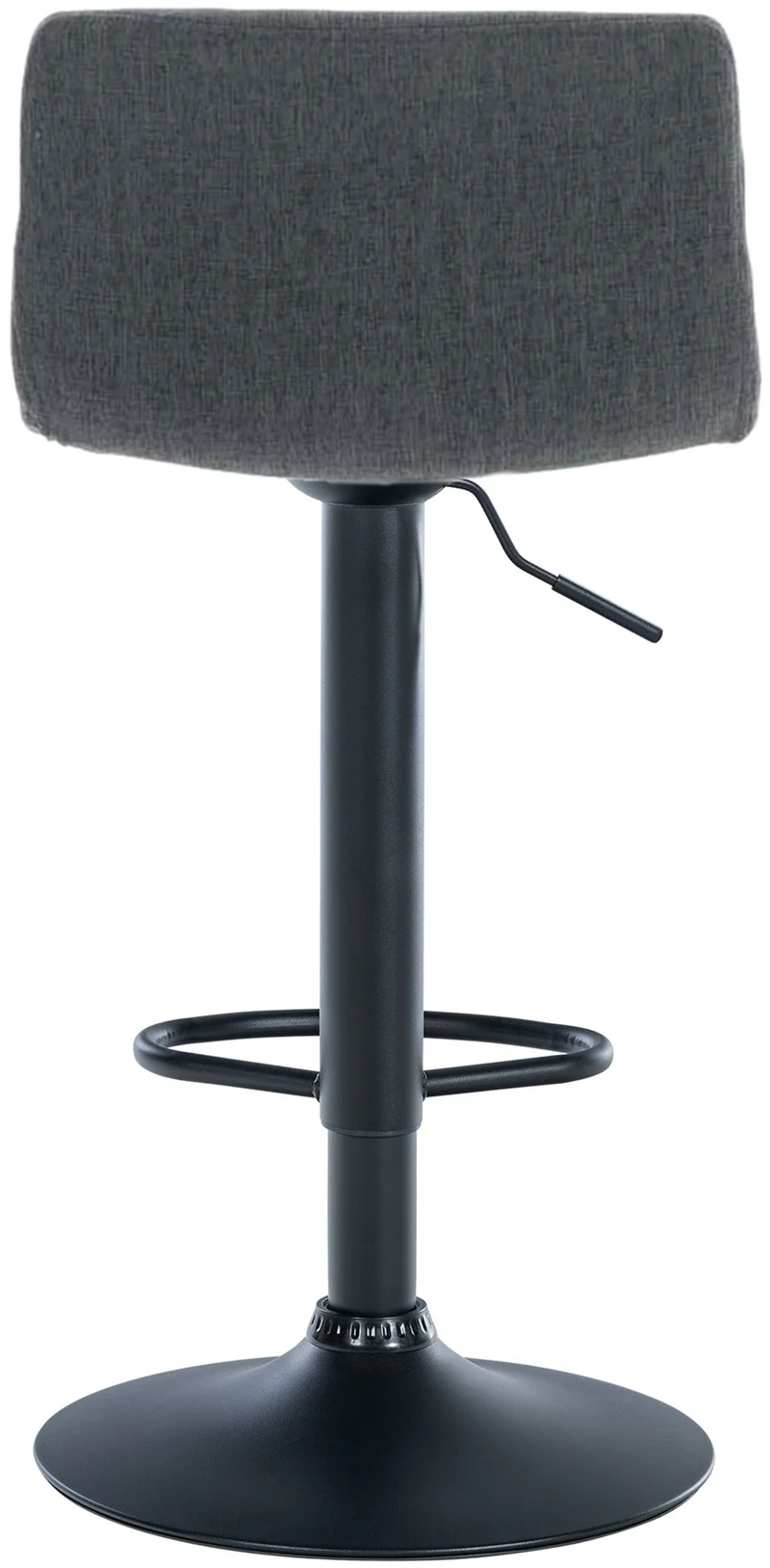 Tabouret de bar avec repose-pieds pivotant dossier incurvé en tissu gris foncé et métal noir 10_0004961