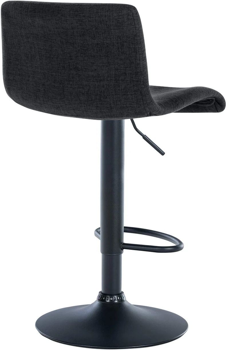 Tabouret de bar x1 design simple avec repose-pieds en tissu noir pieds en métal noir 10_0004559