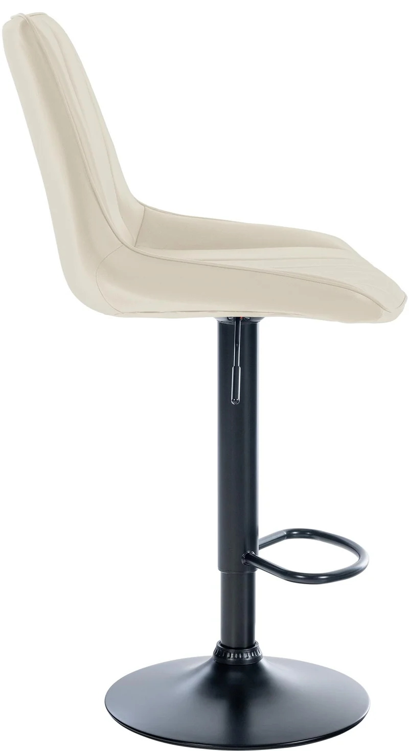 Lot de 2 tabourets de bar réglable en hauteur pivotant à 360° assise en similicuir crème couture verticale pied métal noir 10_0006779