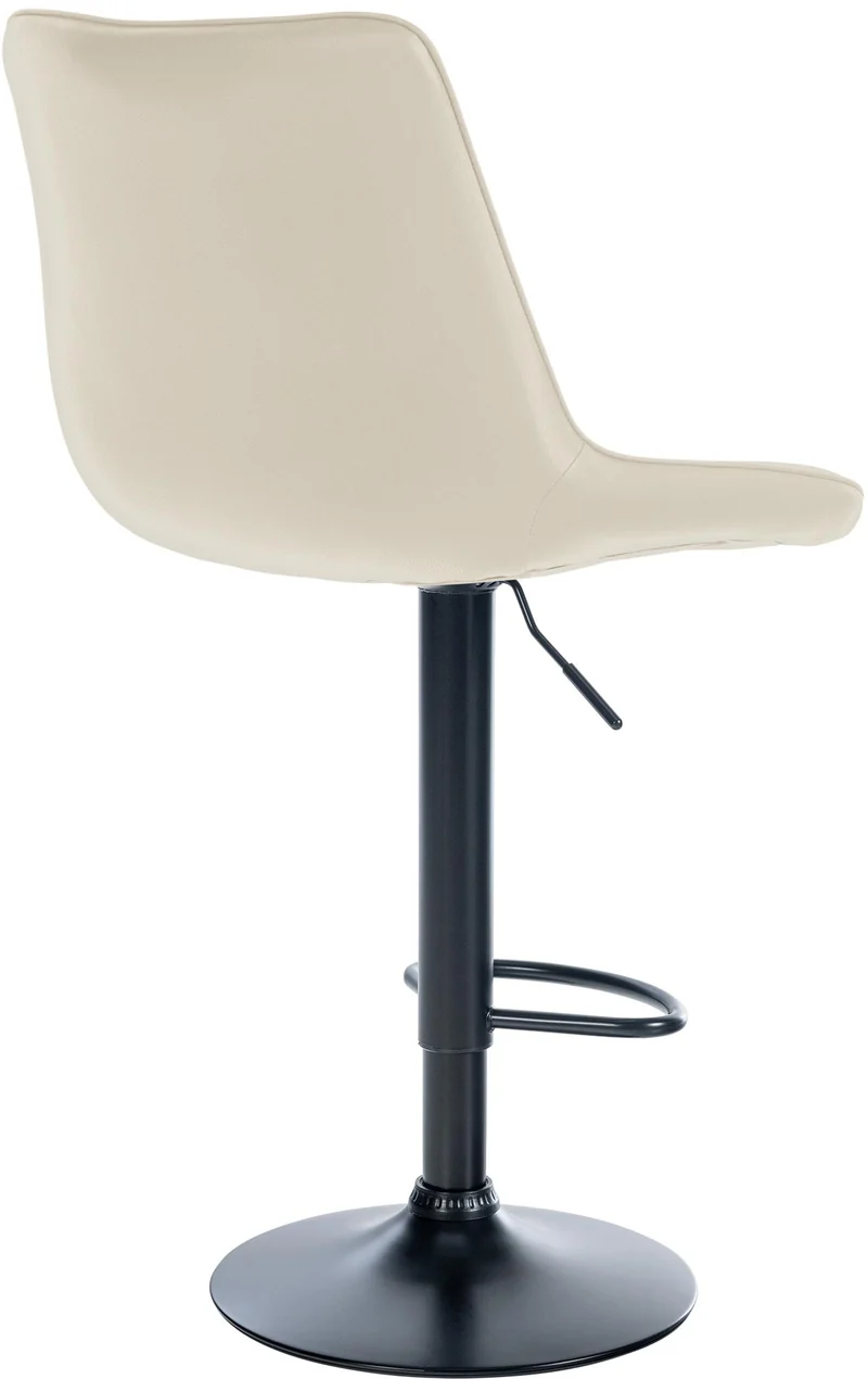 Lot de 2 tabourets de bar réglable en hauteur pivotant à 360° assise en similicuir crème couture verticale pied métal noir 10_0006779