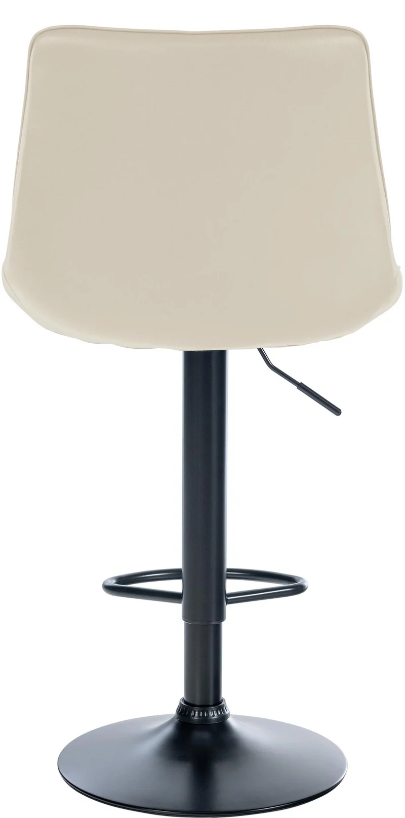 Lot de 2 tabourets de bar réglable en hauteur pivotant à 360° assise en similicuir crème couture verticale pied métal noir 10_0006779