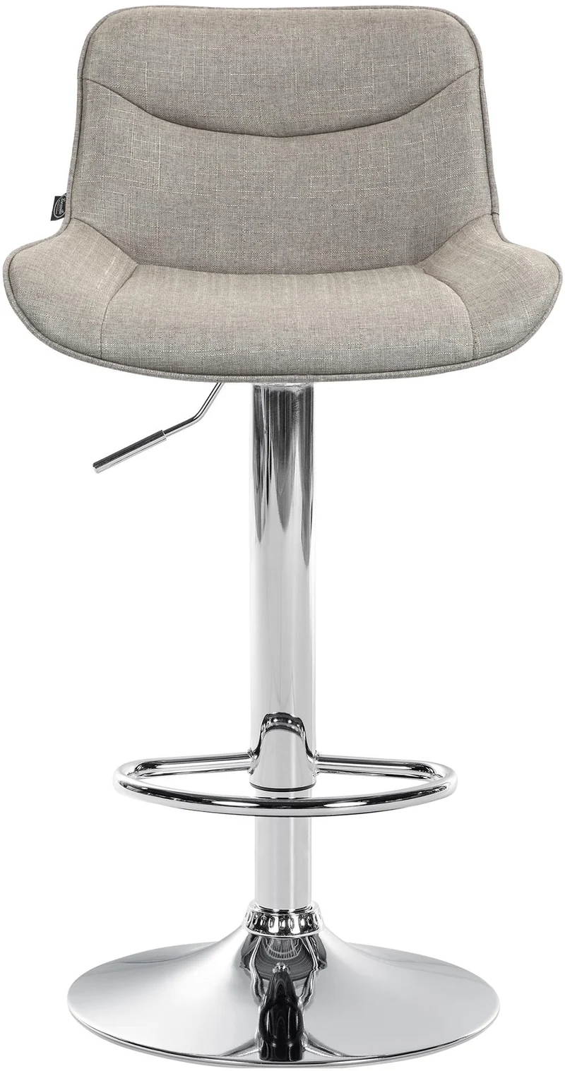Lot de 2 tabourets de bar pivotant forme ergonomique surpiqûres décoratives en tissu taupe cadre en métal chromé 10_0005998