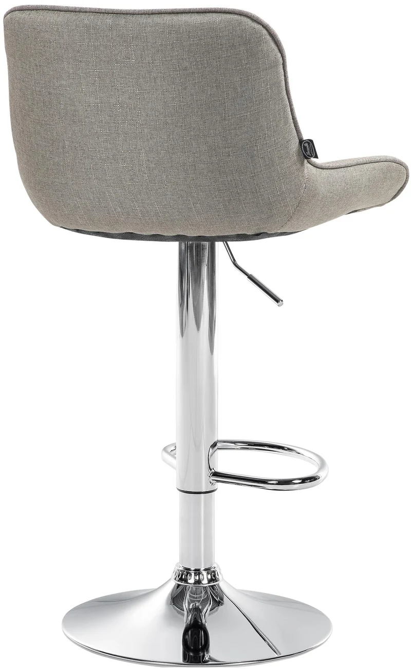 Lot de 2 tabourets de bar pivotant forme ergonomique surpiqûres décoratives en tissu taupe cadre en métal chromé 10_0005998