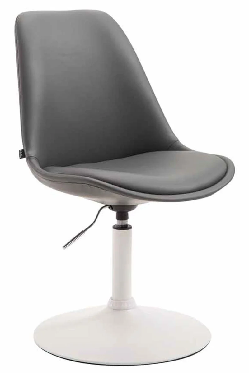 Lot de 4 chaises de salle à manger pivotante hauteur réglable en PVC gris et pied trompette en métal blanc 10_0008771