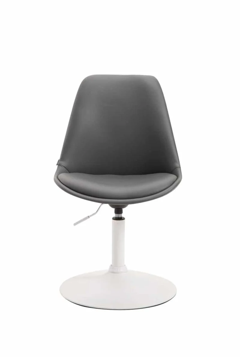 Lot de 4 chaises de salle à manger pivotante hauteur réglable en PVC gris et pied trompette en métal blanc 10_0008771