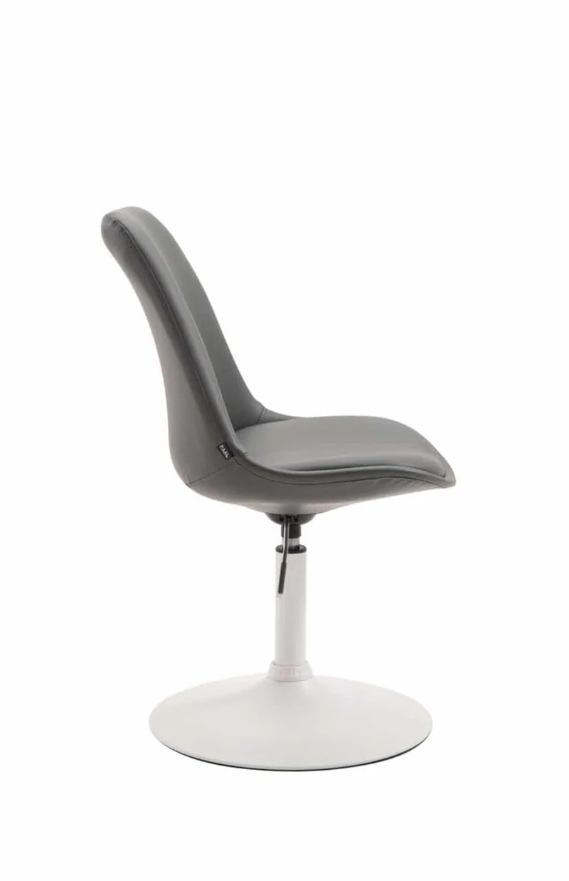 Lot de 4 chaises de salle à manger pivotante hauteur réglable en PVC gris et pied trompette en métal blanc 10_0008771