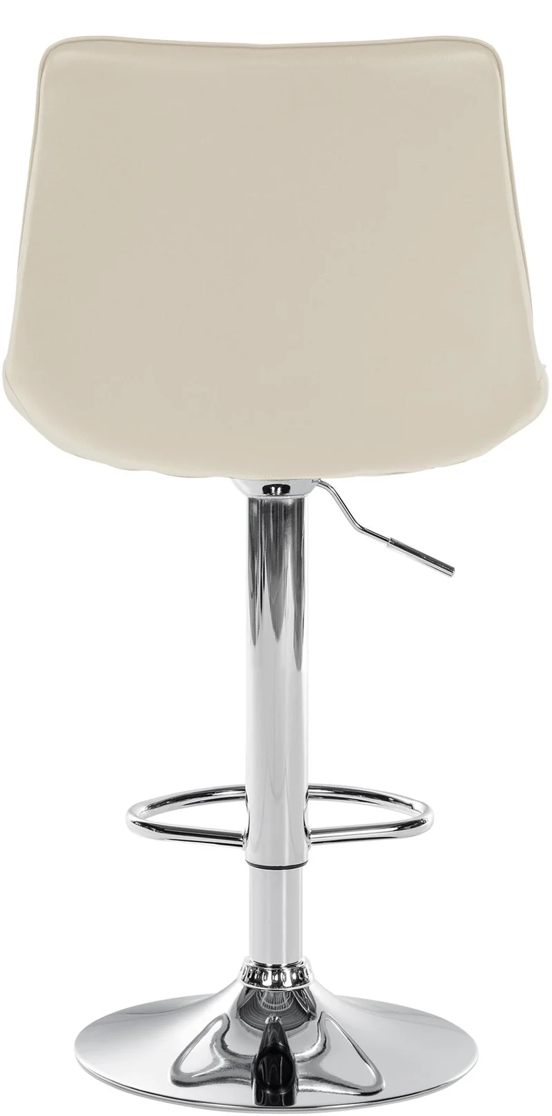 Tabouret de bar x1 réglable en hauteur pivotant à 360° assise en similicuir crème couture verticale pied métal chromé 10_0006558