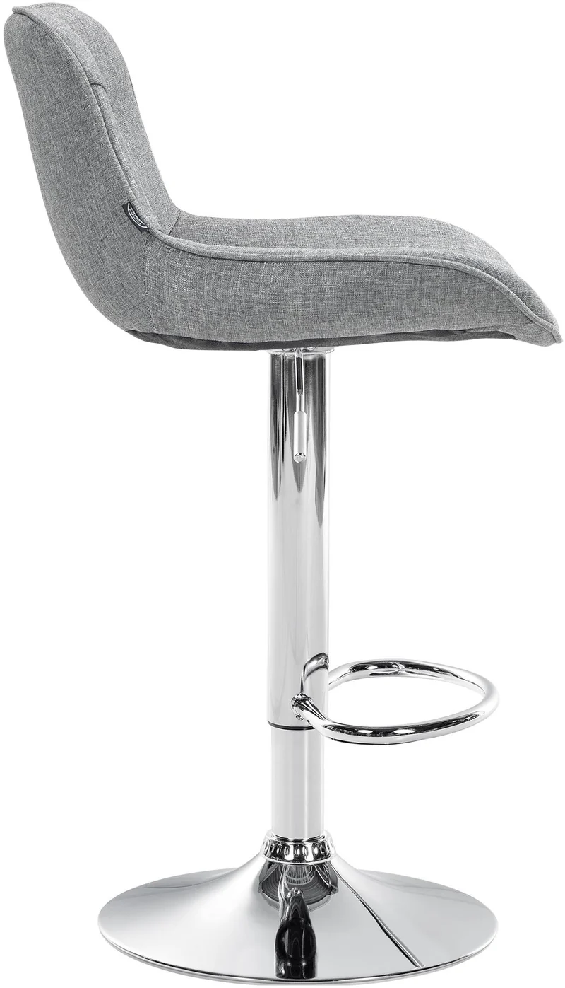 Lot de 2 tabourets de bar pivotant forme ergonomique surpiqûres décoratives en tissu gris cadre en métal chromé 10_0006200