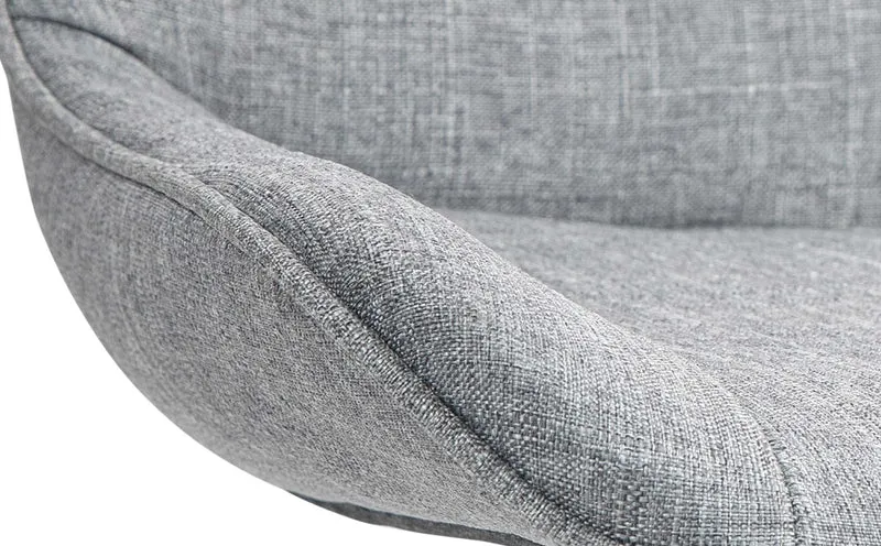 Lot de 2 tabourets de bar pivotant forme ergonomique surpiqûres décoratives en tissu gris cadre en métal chromé 10_0006200