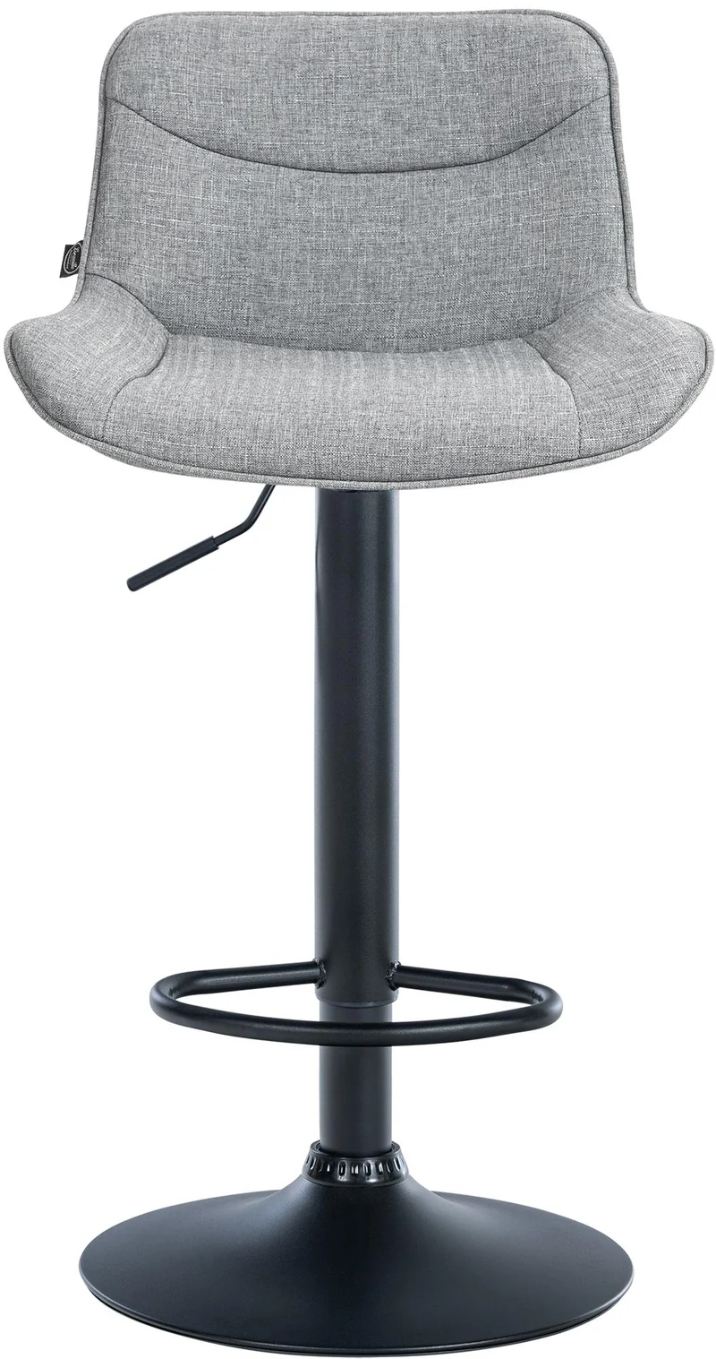 Lot de 2 tabourets de bar pivotant forme ergonomique surpiqûres décoratives en tissu gris cadre en métal noir 10_0006182