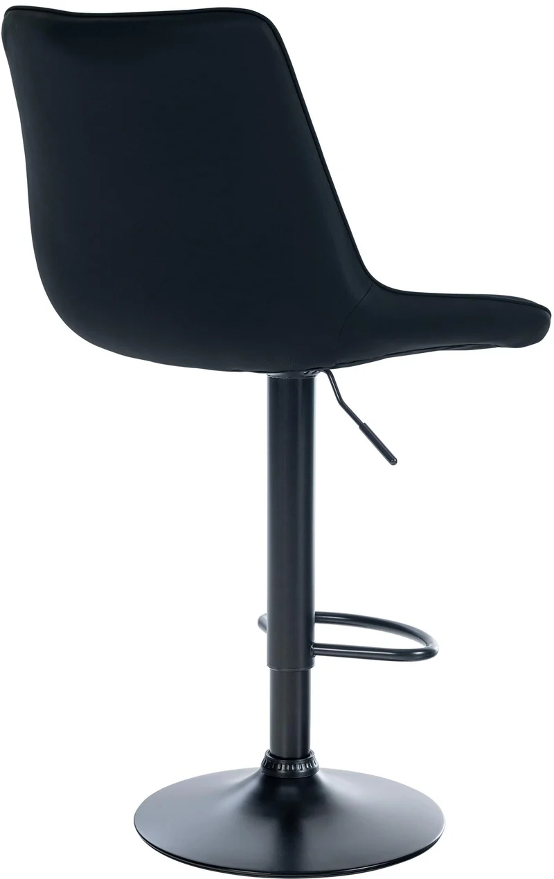 Lot de 2 tabourets de bar réglable en hauteur pivotant à 360° assise en PVC noir couture verticale pied métal noir 10_0004423