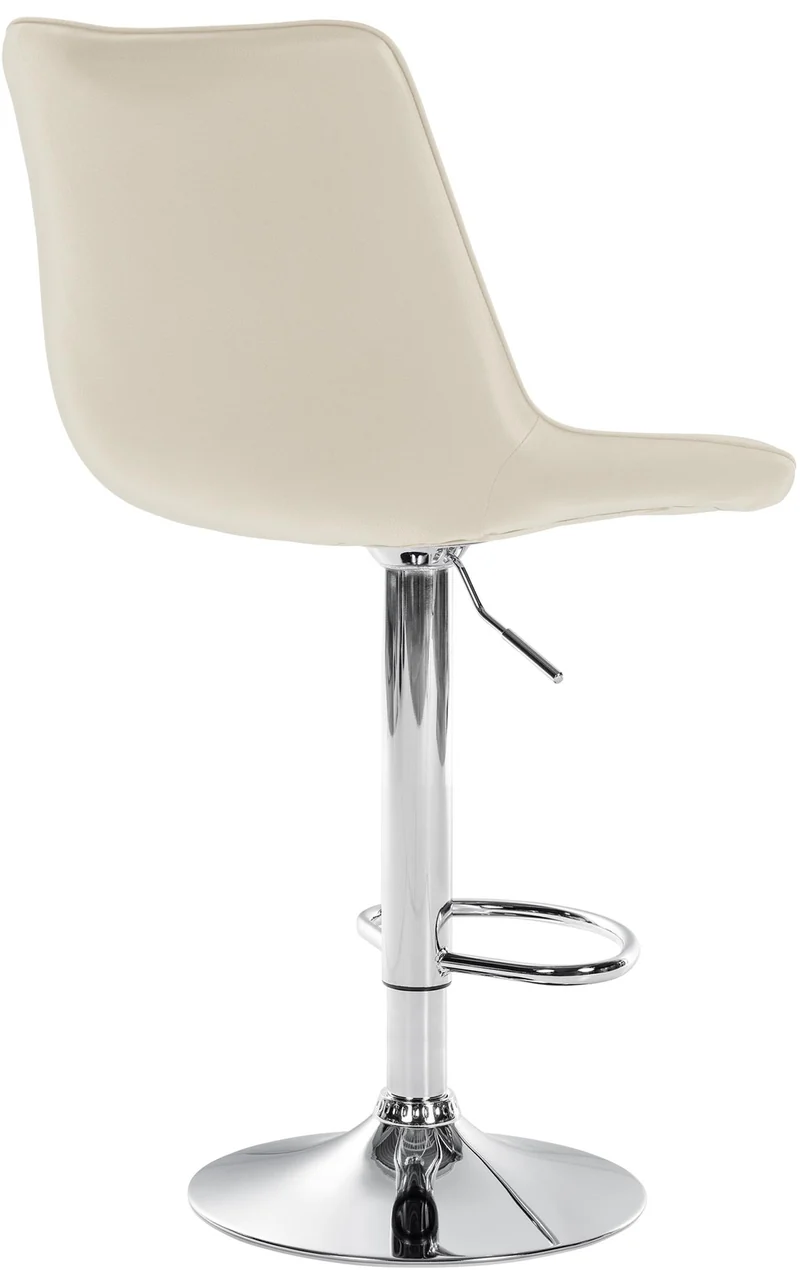 Lot de 2 tabourets de bar réglable en hauteur pivotant à 360° assise en similicuir crème couture verticale pied métal chromé 10_0006778
