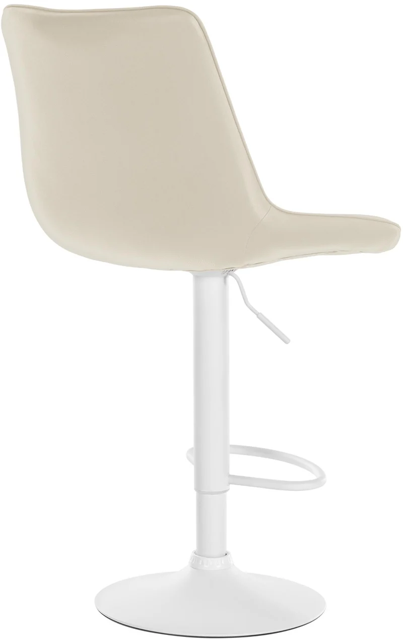Lot de 2 tabourets de bar réglable en hauteur pivotant à 360° assise en similicuir crème couture verticale pied métal blanc 10_0006777