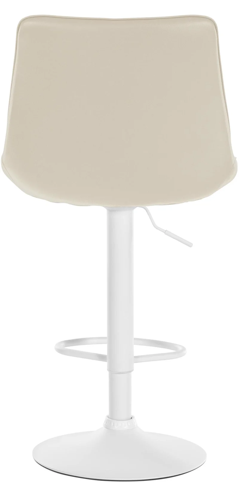 Lot de 2 tabourets de bar réglable en hauteur pivotant à 360° assise en similicuir crème couture verticale pied métal blanc 10_0006777