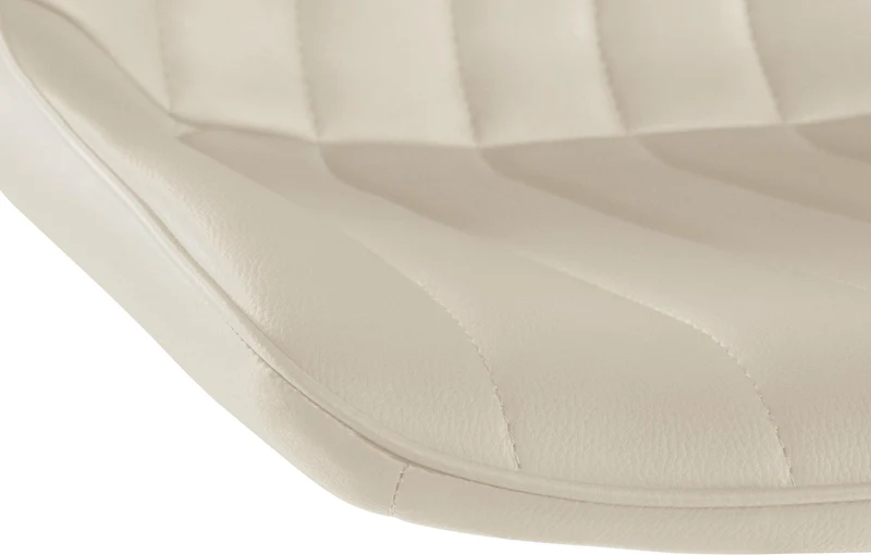 Lot de 2 tabourets de bar réglable en hauteur pivotant à 360° assise en similicuir crème couture verticale pied métal blanc 10_0006777