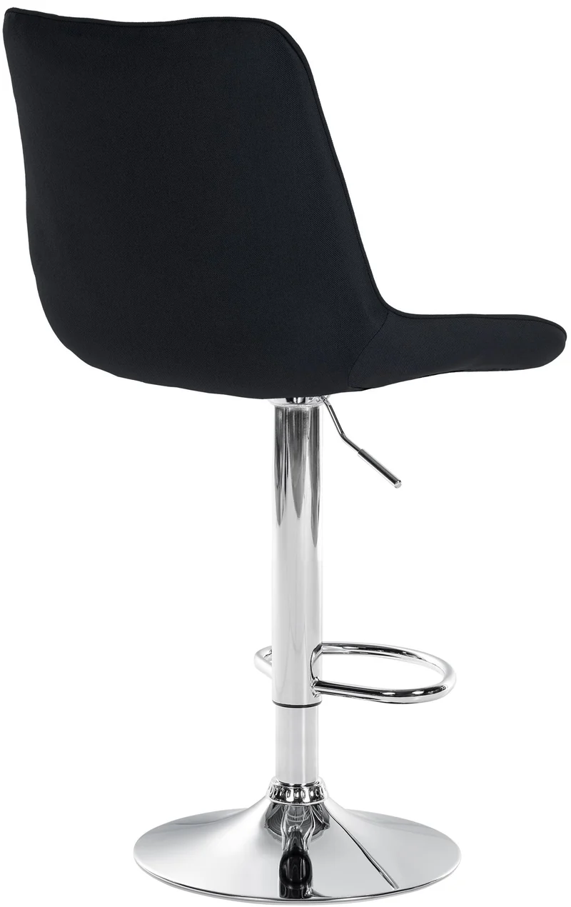 Lot de 2 tabourets de bar réglable en hauteur pivotant à 360° assise en tissu noir couture verticale pied métal chromé 10_0006409