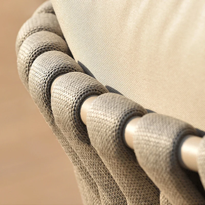 Modern Aluminum Outdoor Dining Chair With Woven Backrest - Waterproof Cushion Accent Chair For Outdoor