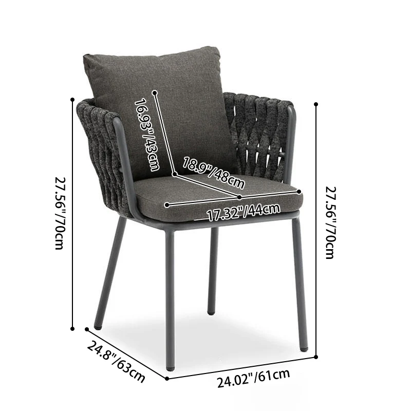 Contemporary Aluminum Outdoor Dining Chair - Waterproof Woven Backrest Accent Chair for Garden