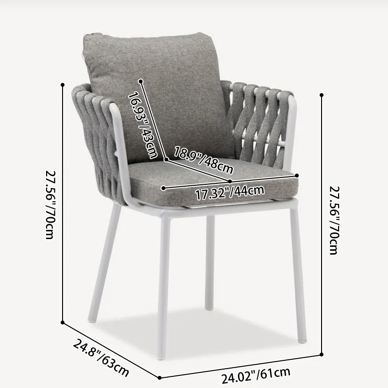 Contemporary Woven Rope Aluminum Outdoor Chair - Comfort Accent Chair For Garden