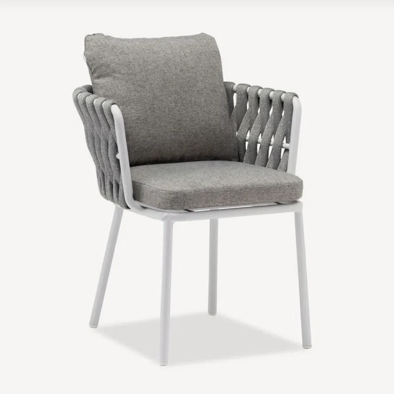 Contemporary Woven Rope Aluminum Outdoor Chair - Comfort Accent Chair For Garden