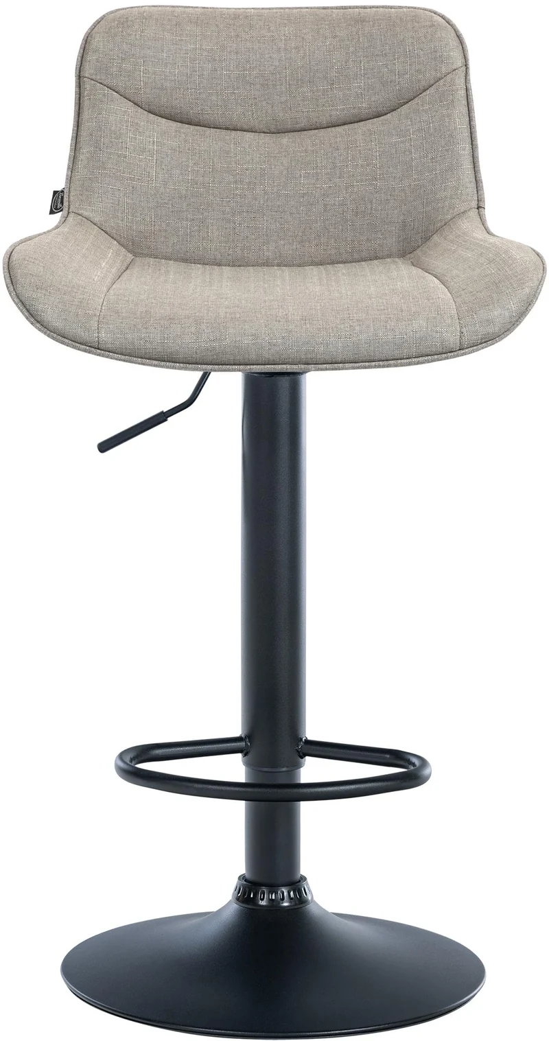 Lot de 2 tabourets de bar pivotant forme ergonomique surpiqûres décoratives en tissu taupe cadre en métal noir 10_0005997