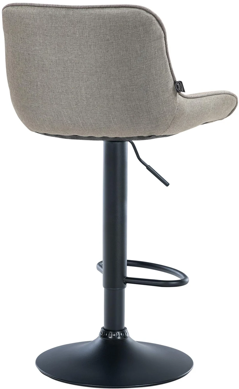 Lot de 2 tabourets de bar pivotant forme ergonomique surpiqûres décoratives en tissu taupe cadre en métal noir 10_0005997