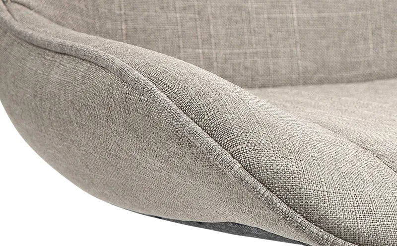 Lot de 2 tabourets de bar pivotant forme ergonomique surpiqûres décoratives en tissu taupe cadre en métal noir 10_0005997