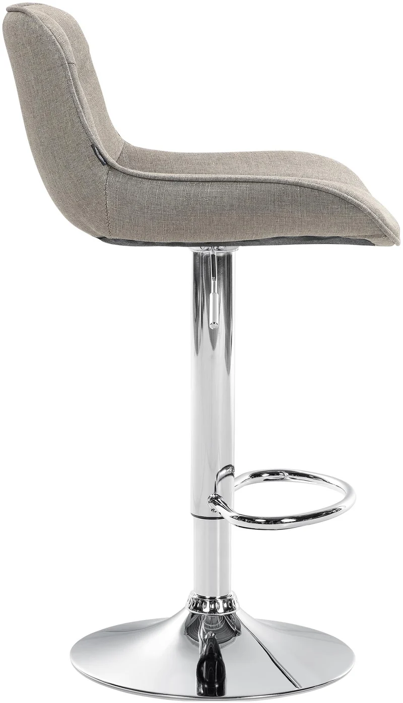 Tabouret de bar x1 pivotant forme ergonomique surpiqûres décoratives en tissu taupe cadre en métal chromé 10_0005769