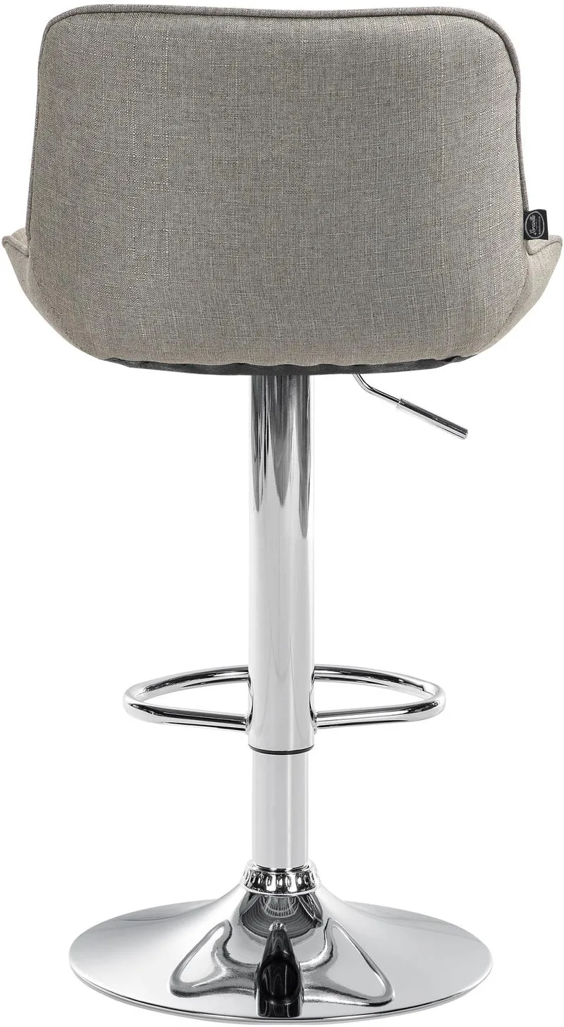 Tabouret de bar x1 pivotant forme ergonomique surpiqûres décoratives en tissu taupe cadre en métal chromé 10_0005769