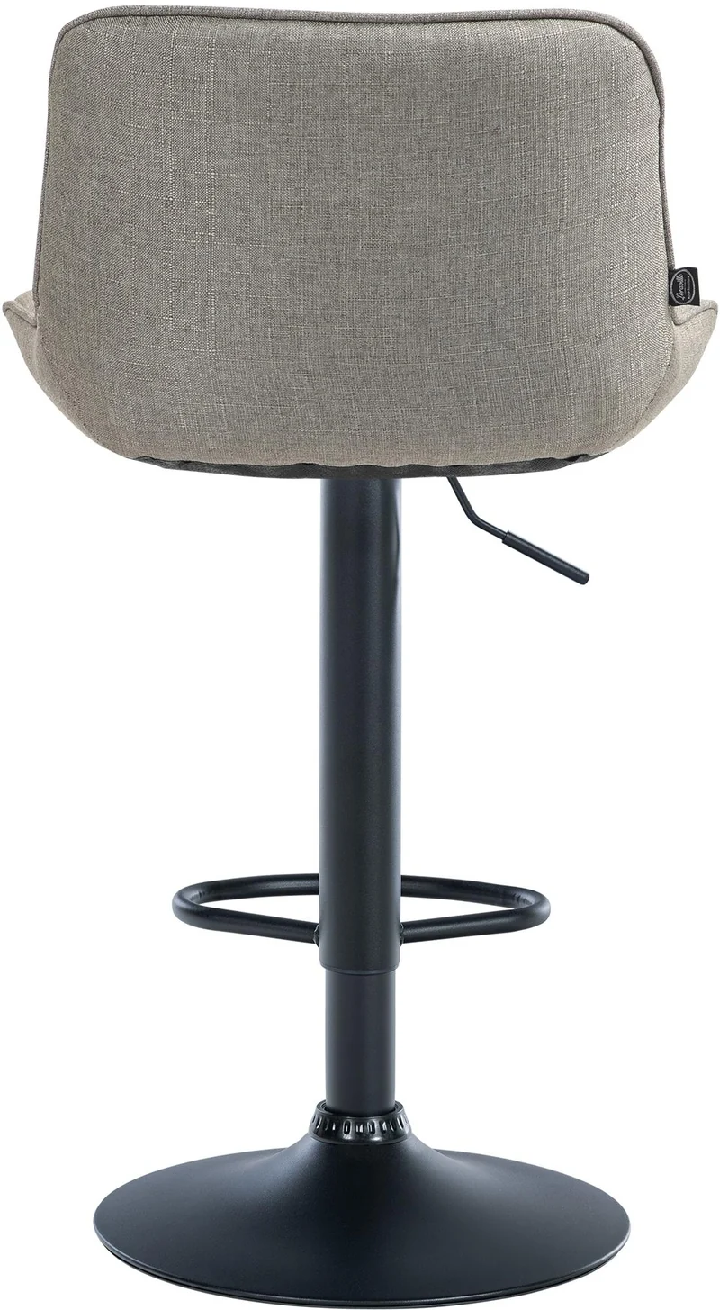 Tabouret de bar x1 pivotant forme ergonomique surpiqûres décoratives en tissu taupe cadre en métal noir 10_0005765