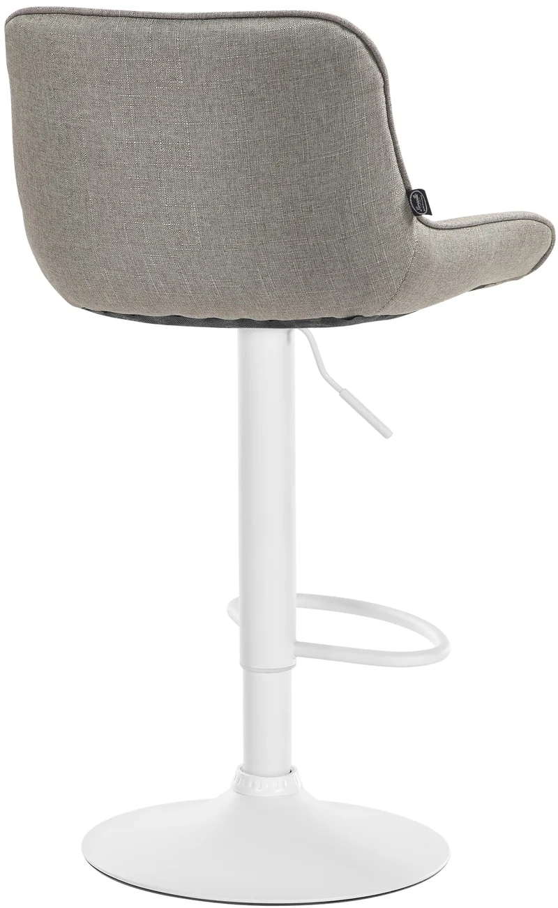 Tabouret de bar x1 pivotant forme ergonomique surpiqûres décoratives en tissu taupe cadre en métal blanc 10_0005762