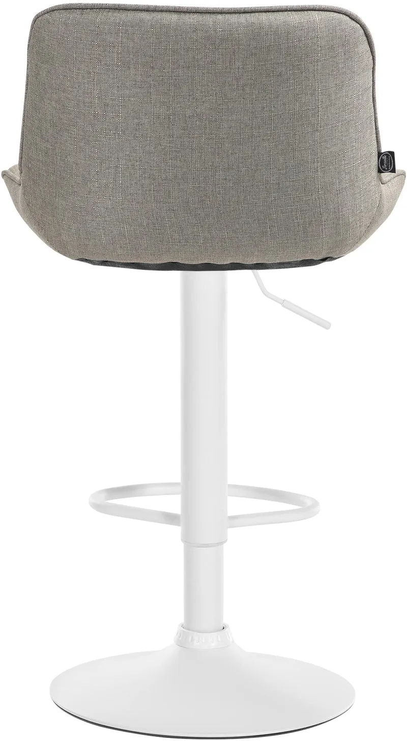 Tabouret de bar x1 pivotant forme ergonomique surpiqûres décoratives en tissu taupe cadre en métal blanc 10_0005762