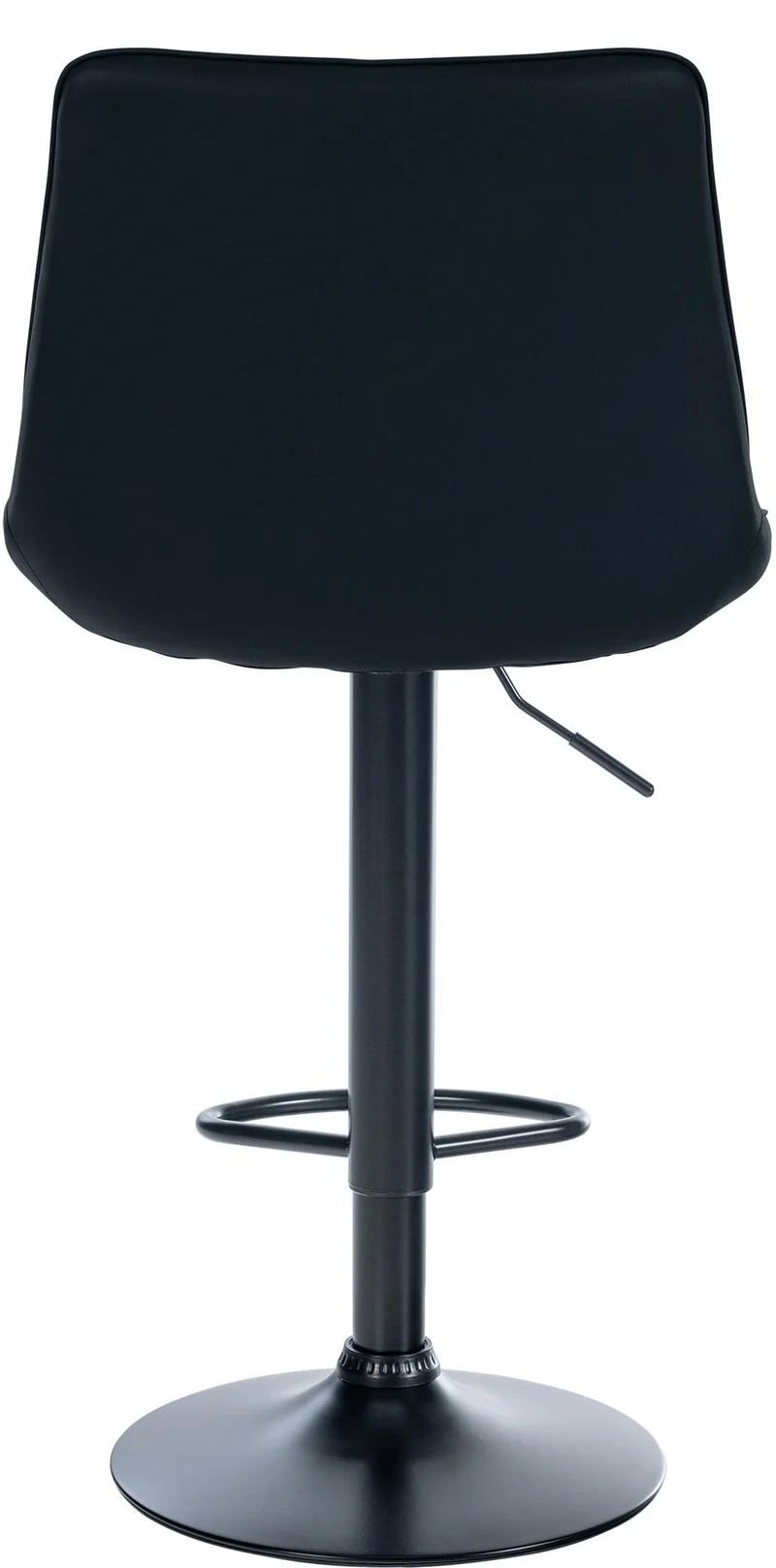 Tabouret de bar x1 réglable en hauteur pivotant à 360° assise en PVC noir couture verticale pied métal noir 10_0005423