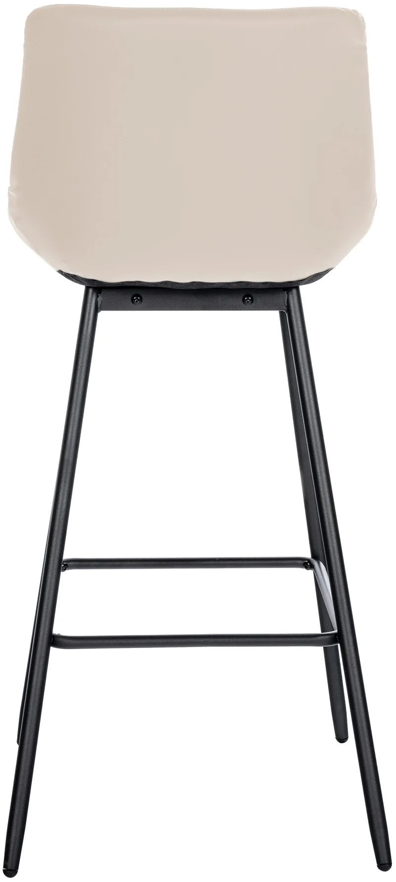 Tabouret de bar x1 avec repose-pieds revêtement en PVC crème piètement à quatre pieds en métal noir 10_0005457