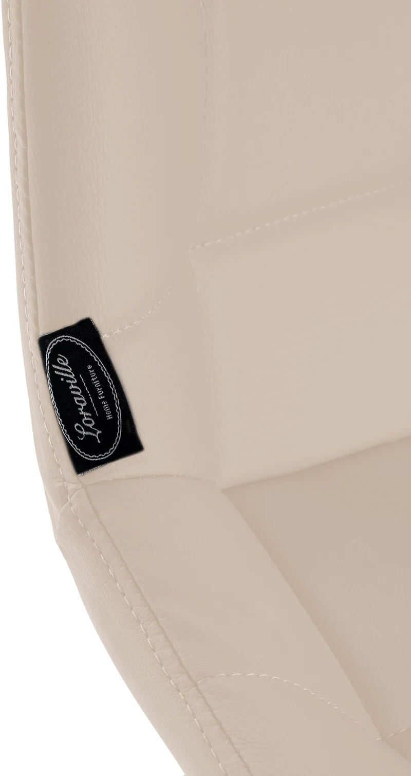Tabouret de bar x1 avec repose-pieds revêtement en PVC crème piètement à quatre pieds en métal noir 10_0005457