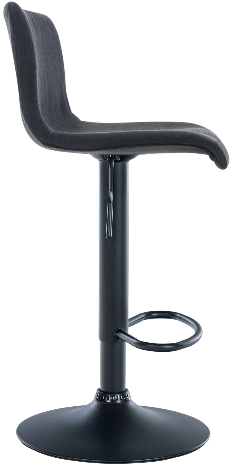 Tabouret de bar x1 avec repose-pieds pivotant dossier incurvé en tissu noir et métal noir 10_0004963