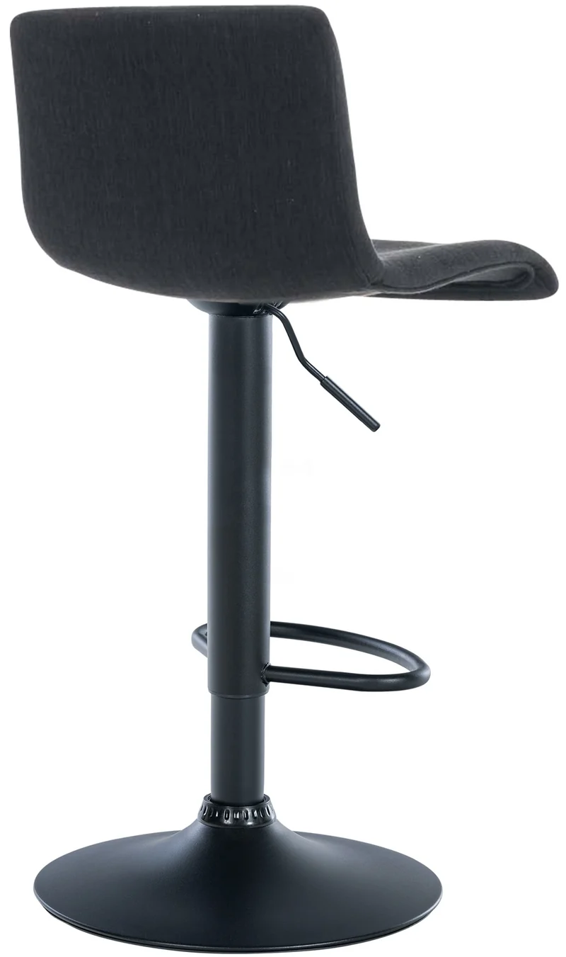 Tabouret de bar x1 avec repose-pieds pivotant dossier incurvé en tissu noir et métal noir 10_0004963