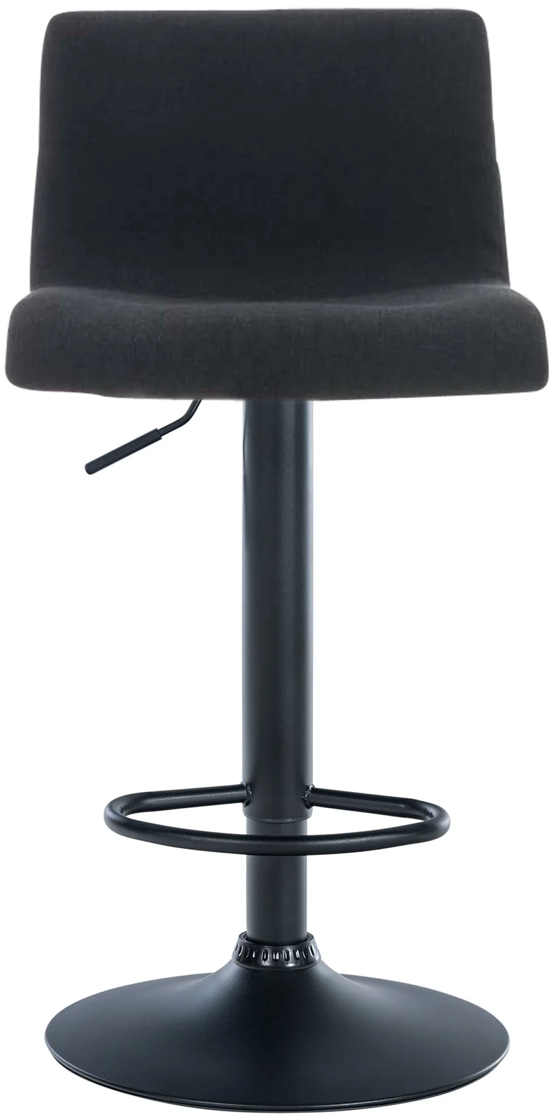 Tabouret de bar x1 avec repose-pieds pivotant dossier incurvé en tissu noir et métal noir 10_0004963