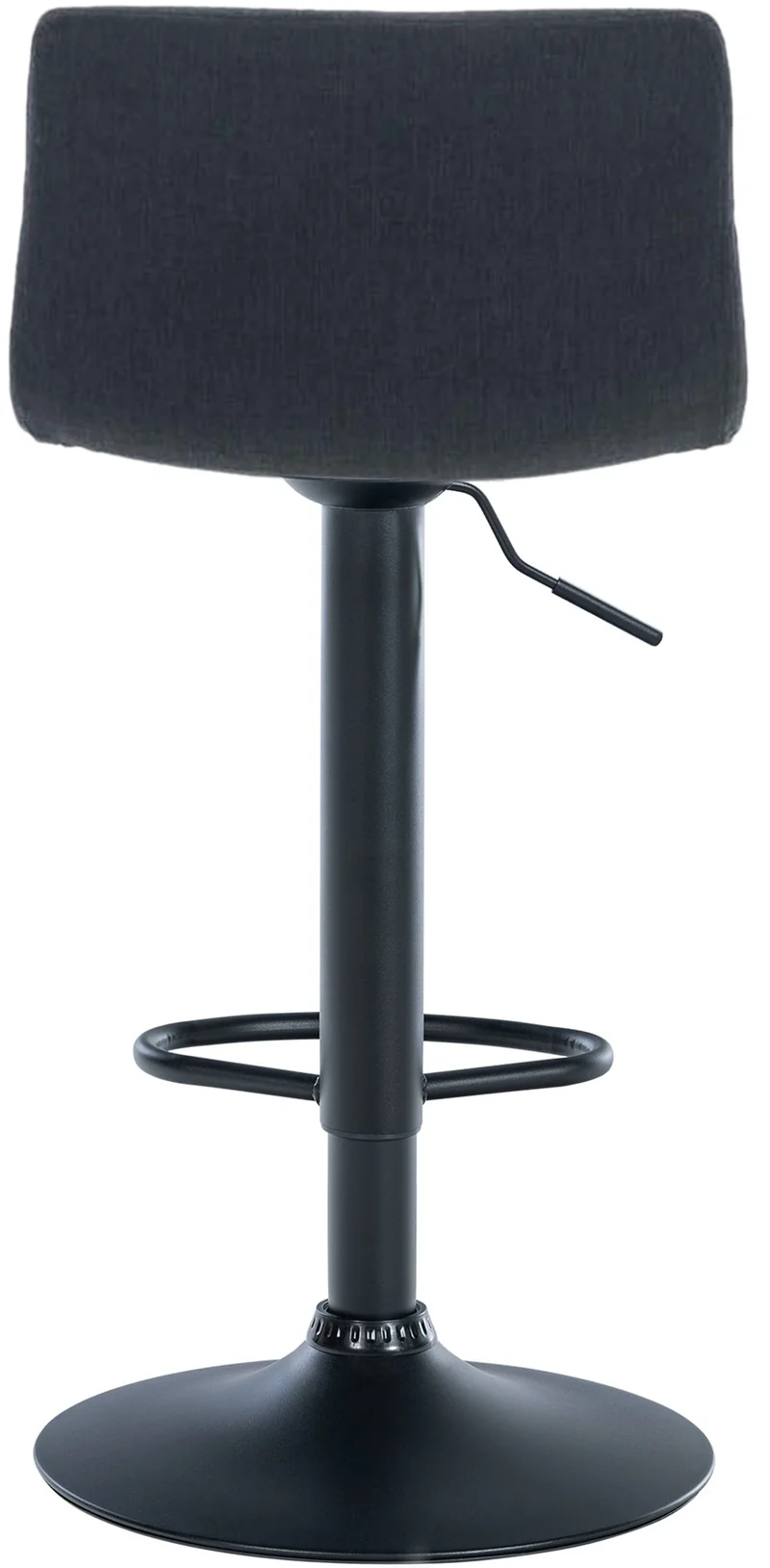 Tabouret de bar x1 avec repose-pieds pivotant dossier incurvé en tissu noir et métal noir 10_0004963