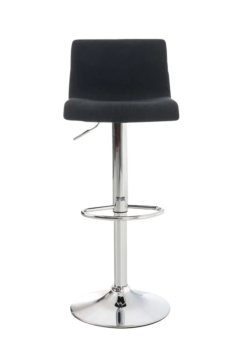 Tabouret de bar x1 avec repose-pieds pivotant dossier incurvé en tissu noir et métal chromé 10_0004969
