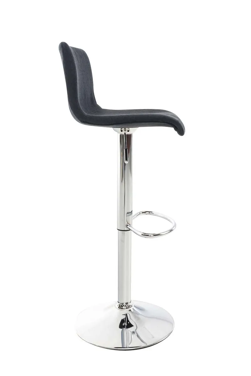 Tabouret de bar x1 avec repose-pieds pivotant dossier incurvé en tissu noir et métal chromé 10_0004969