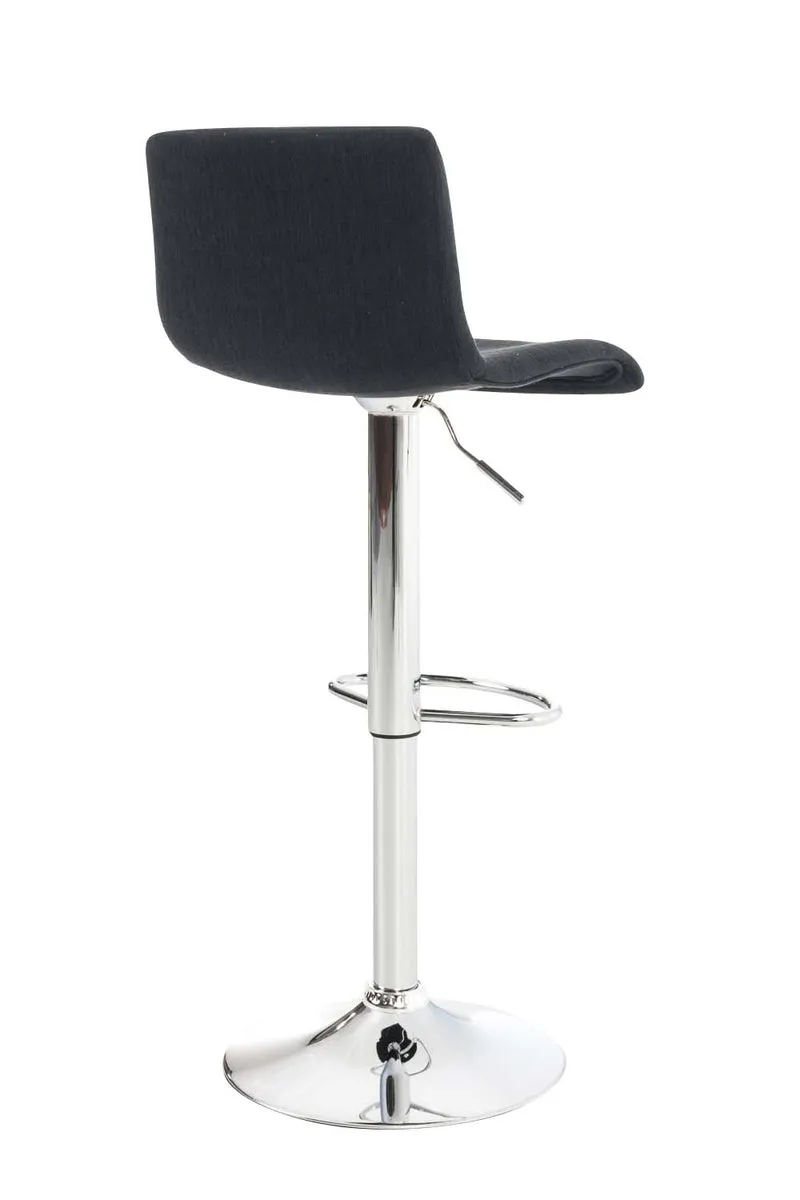 Tabouret de bar x1 avec repose-pieds pivotant dossier incurvé en tissu noir et métal chromé 10_0004969