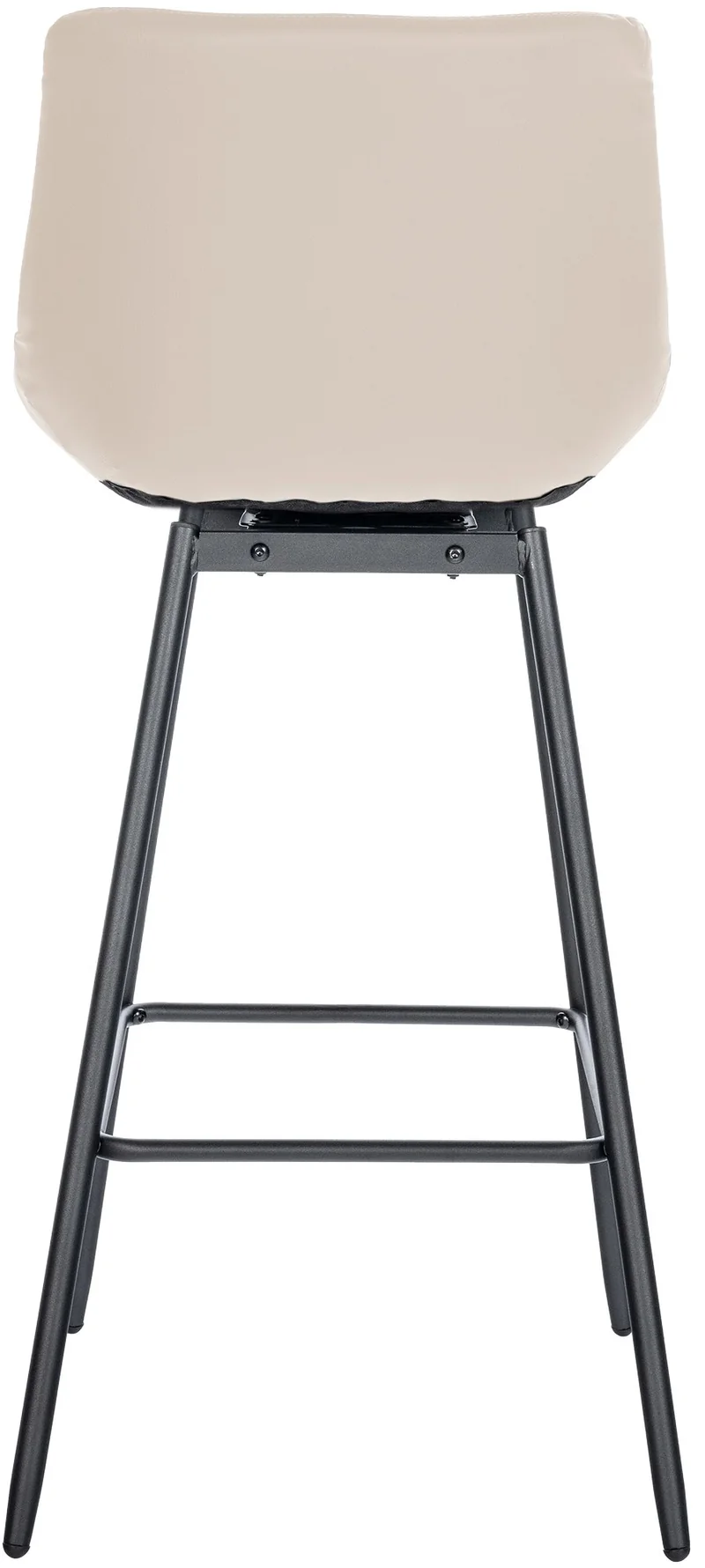 Tabouret de bar pivotant x1 avec repose-pieds revêtement en PVC crème piètement à quatre pieds en métal noir 10_0005468
