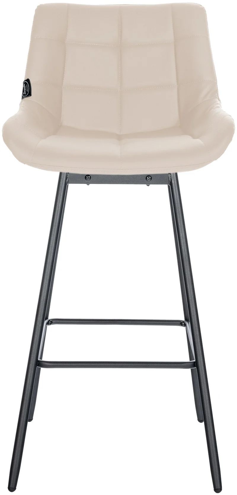 Tabouret de bar pivotant x1 avec repose-pieds revêtement en PVC crème piètement à quatre pieds en métal noir 10_0005468