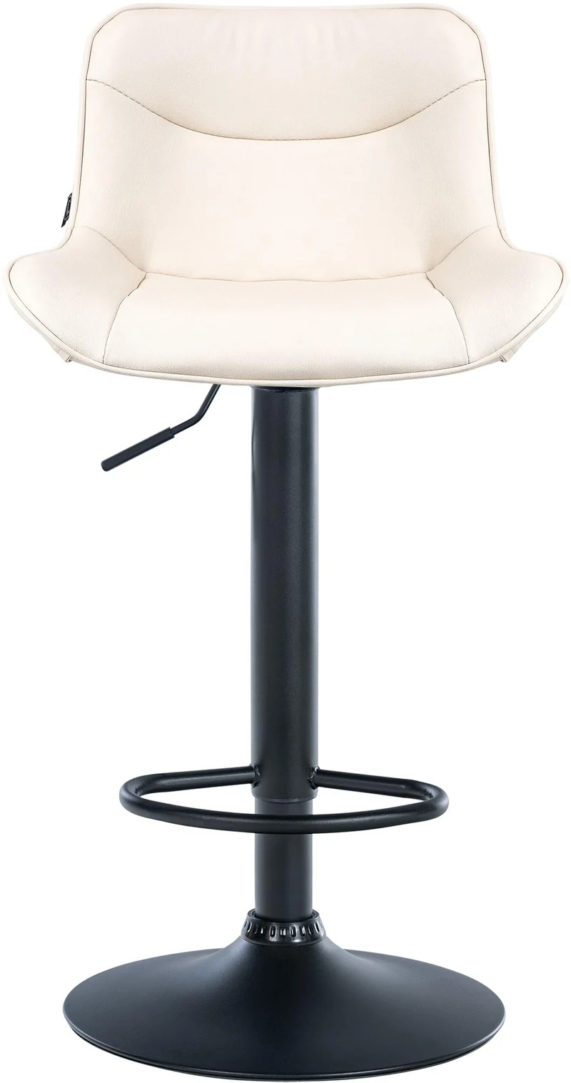 Lot de 2 tabourets de bar x1 avec coutures décoratives en PVC crème pied en trompette métal noir 10_0004455
