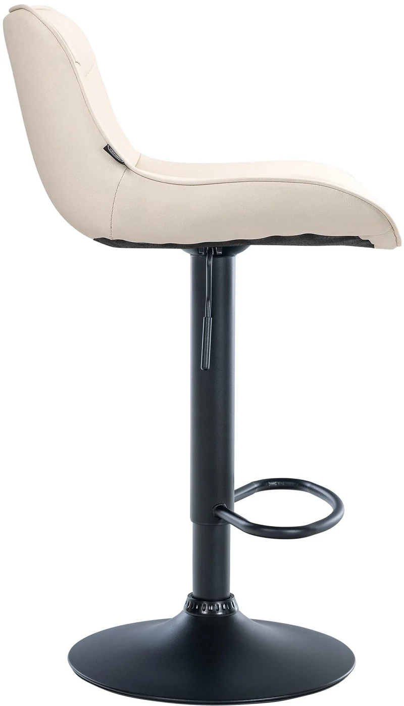 Lot de 2 tabourets de bar x1 avec coutures décoratives en PVC crème pied en trompette métal noir 10_0004455