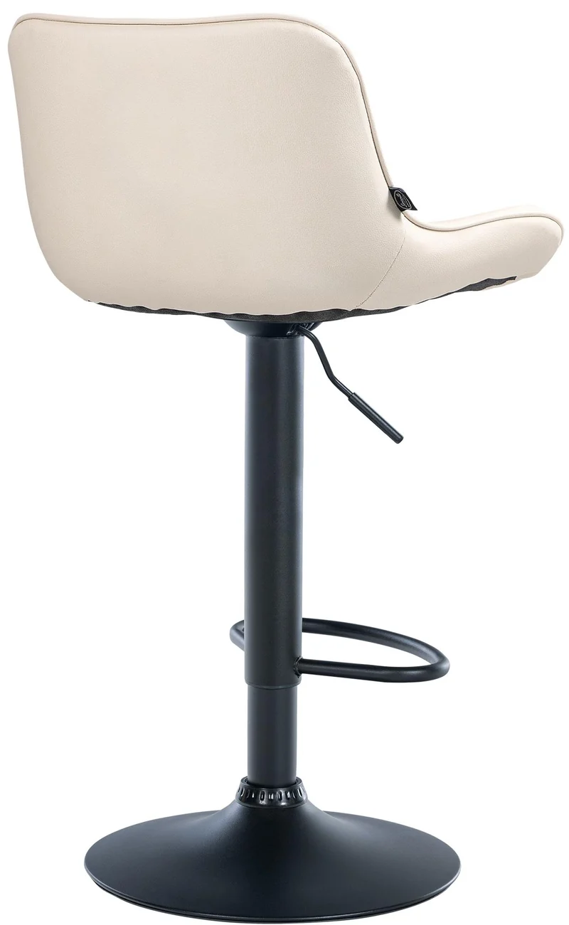 Lot de 2 tabourets de bar x1 avec coutures décoratives en PVC crème pied en trompette métal noir 10_0004455