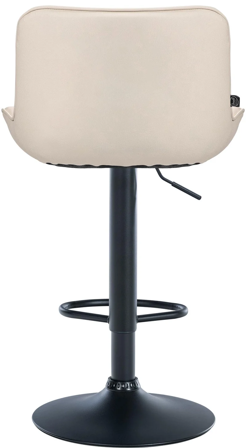 Lot de 2 tabourets de bar x1 avec coutures décoratives en PVC crème pied en trompette métal noir 10_0004455