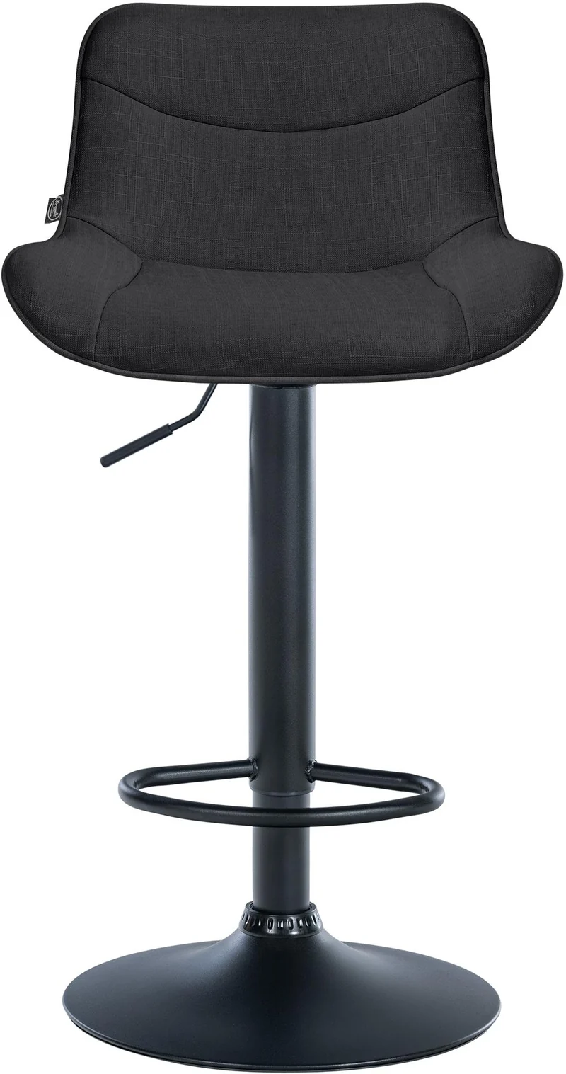 Lot de 2 tabourets de bar x1 avec coutures décoratives en tissu noir pied en trompette métal noir 10_0004461